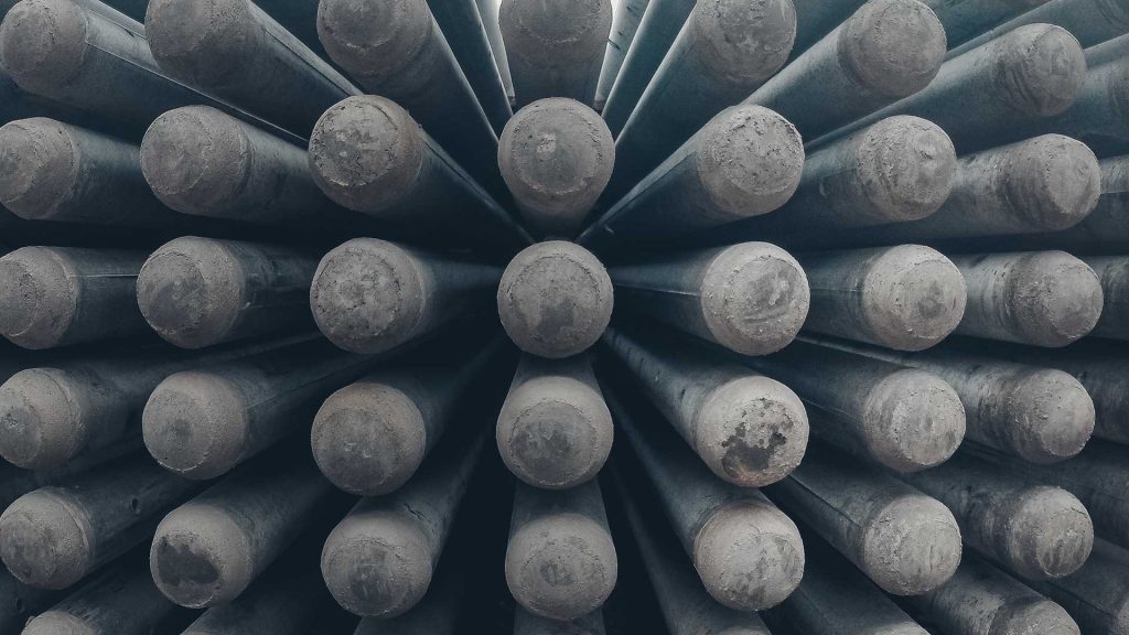 Close-up of stacked pipe ends at PMW