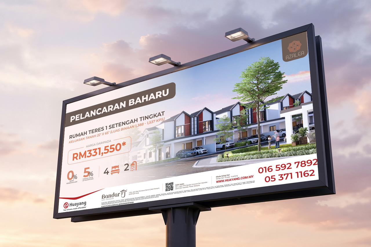 Visualisation: Azalea launch billboard at sunset